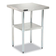 Work Table with Undershelf, Square, 24 x 24 x 35, Silver Top, Silver Base/Legs