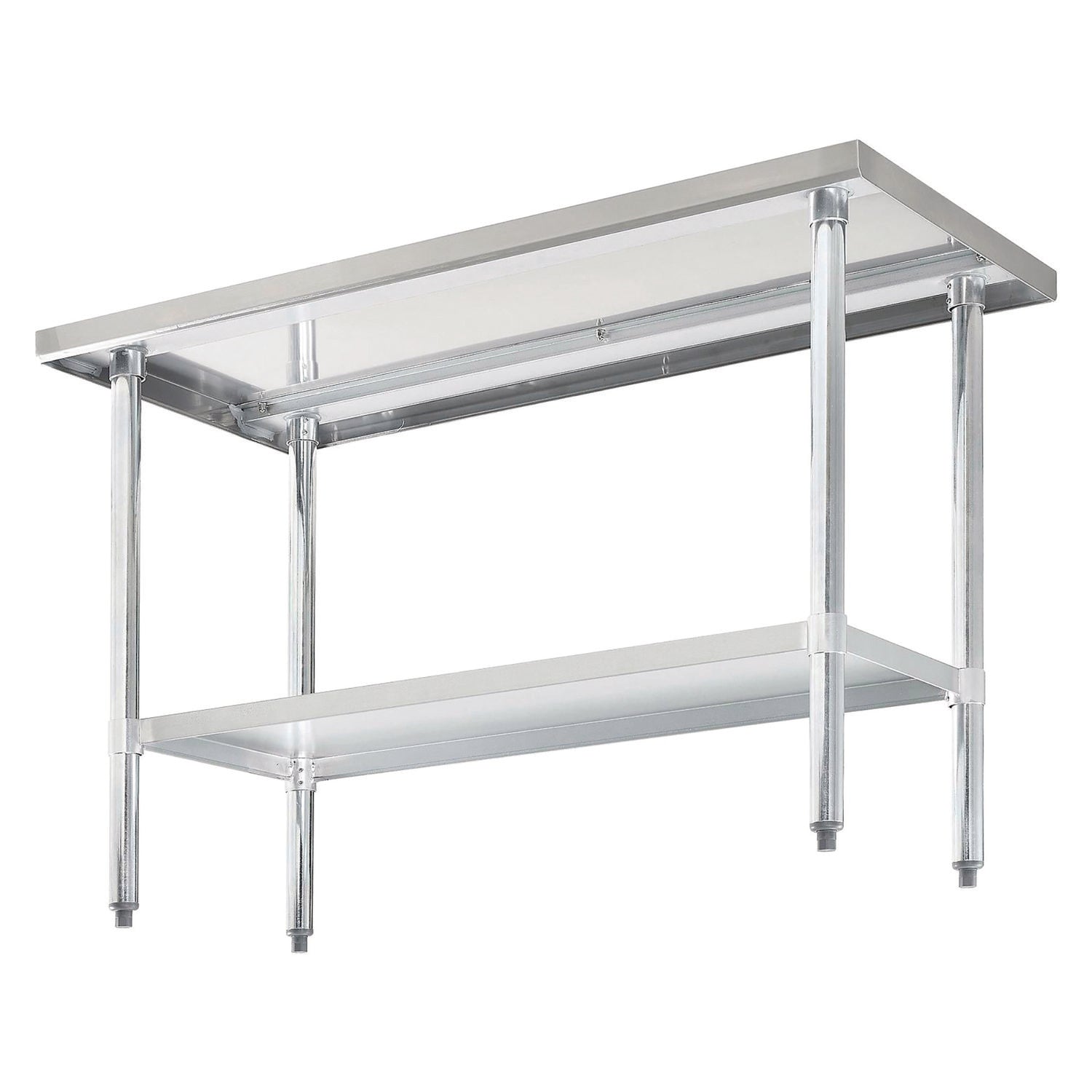 Work Table with Undershelf, Rectangular, 48 x 24 x 35, Silver Top, Silver Base/Legs