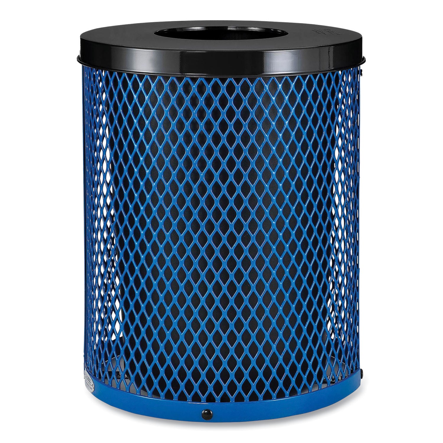 Outdoor Diamond Steel Trash Can, 36 gal, Blue