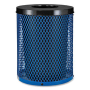 Outdoor Diamond Steel Trash Can, 36 gal, Blue