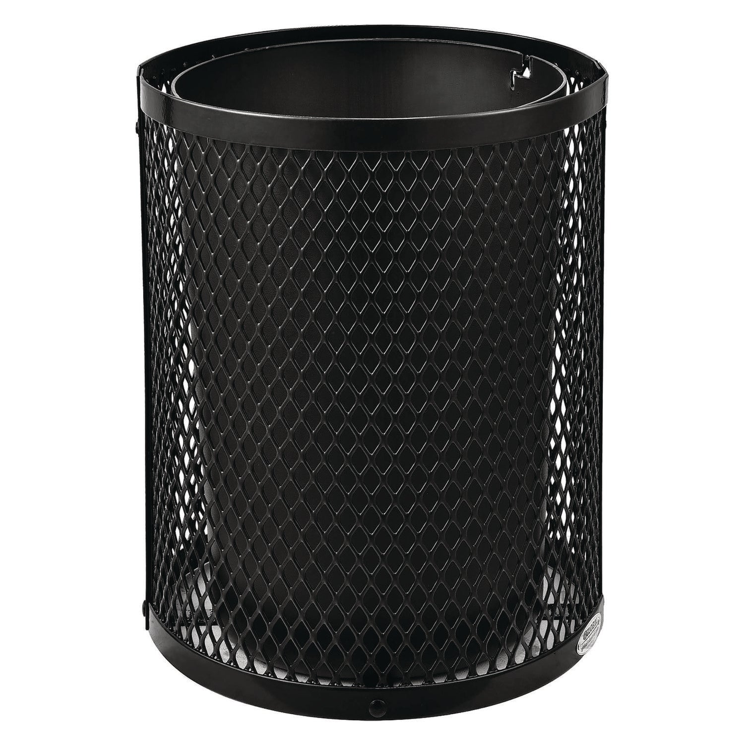 Outdoor Diamond Steel Trash Can, 36 gal, Black