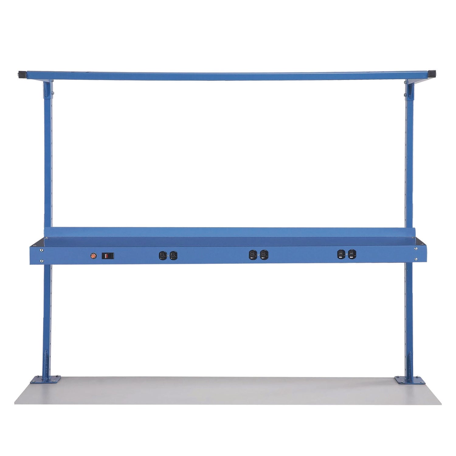 Upper Workbench Shelf, 6 Single Outlets, For Use With 60" Wide Workbenches, 100 lb Weight Capacity