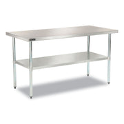 Work Table with Undershelf, Rectangular, 48 x 30 x 35, Silver Top, Silver Base/Legs