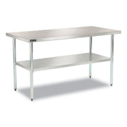 Work Table with Undershelf, Rectangular, 60 x 30 x 35, Silver Top, Silver Base/Legs