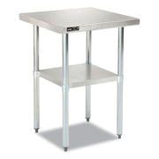 Work Table with Undershelf, Square, 30 x 30 x 35, Silver Top, Silver Base/Legs