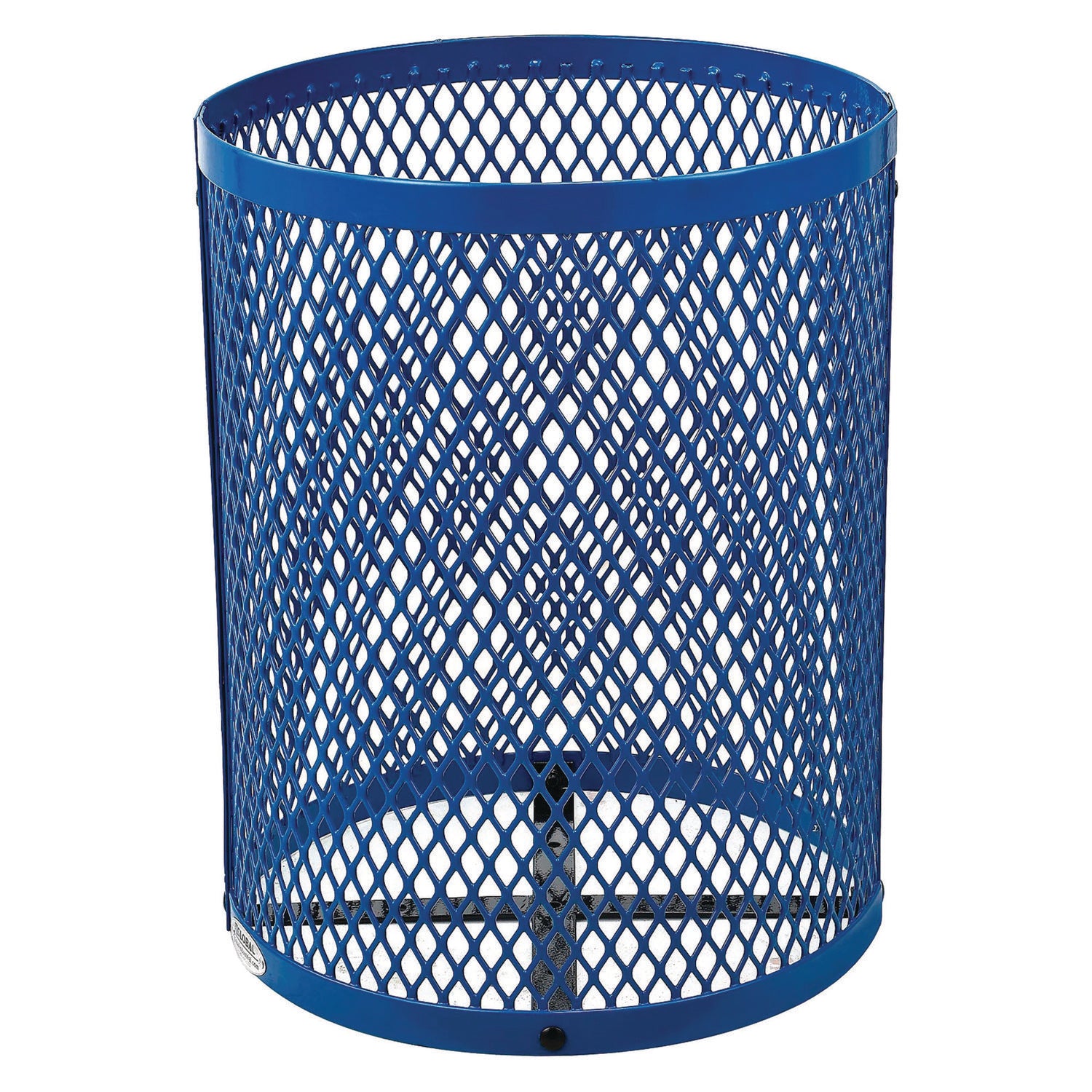 Outdoor Diamond Steel Trash Can, 36 gal, Blue