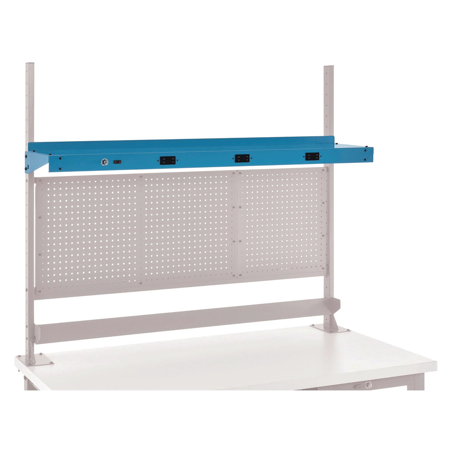 Upper Workbench Shelf, 3 Duplex Outlets, For Use With 72" Wide Workbenches, 100 lb Weight Capacity