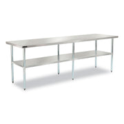 Work Table with Undershelf, Rectangular, 96 x 30 x 35, Silver Top, Silver Base/Legs