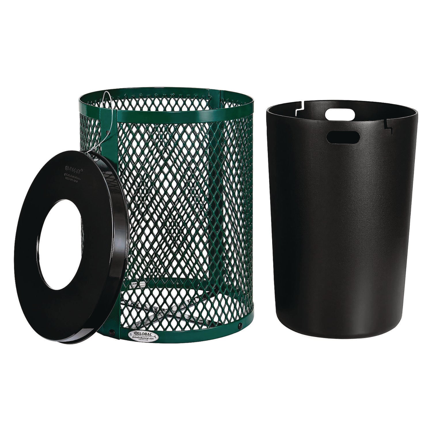 Outdoor Diamond Steel Trash Can, 36 gal, Green