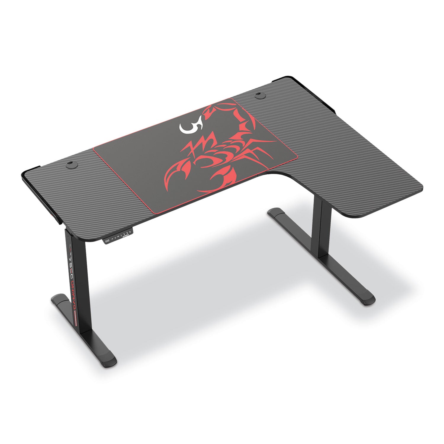 L-Shaped Standing Desk, Right Desk, 60" x 43.69" x 29.88" to 48.38", Black