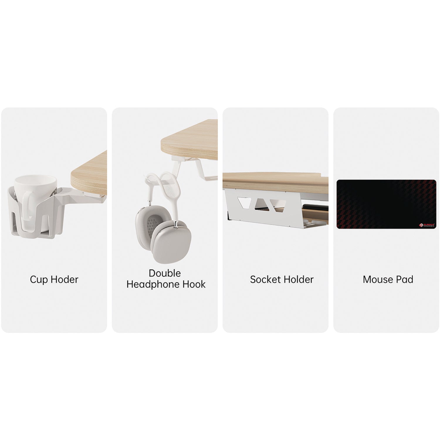 L-Shaped Standing Desk with Keyboard Tray, Right Desk, 61.25" x 43.25" x 34.38" to 52.88", Maple White/White