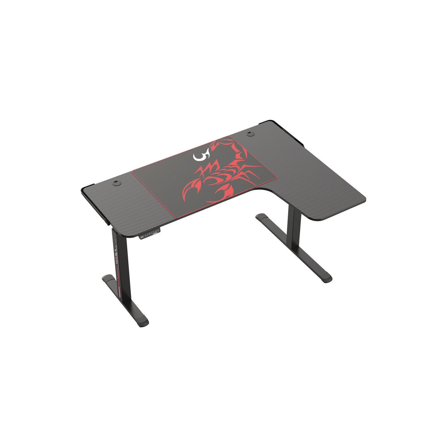 L-Shaped Standing Desk, Right Desk, 60" x 43.69" x 29.88" to 48.38", Black