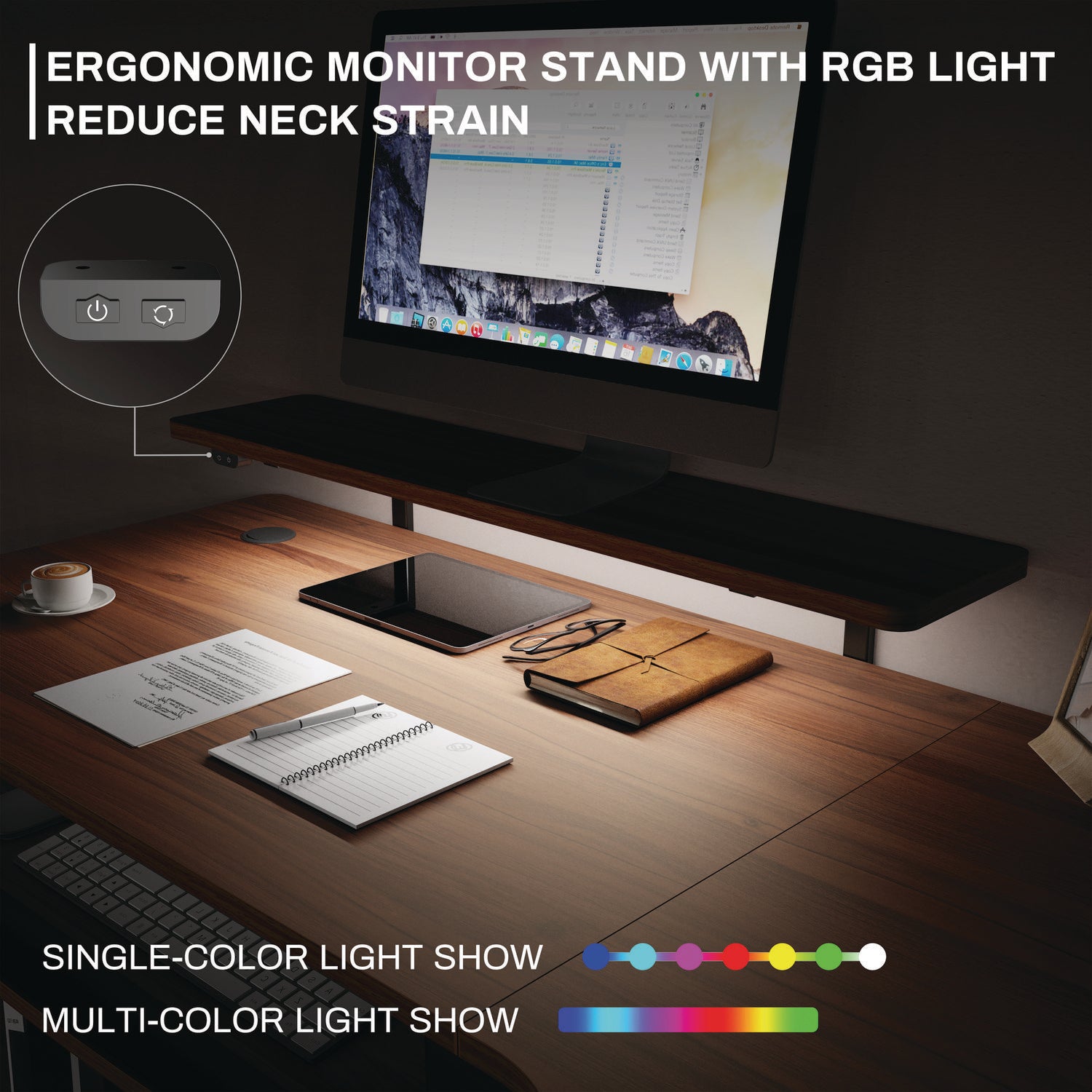 L-Shaped Standing Desk with Keyboard Tray, Right Desk, 61.25" x 43.25" x 34.38" to 52.88", Walnut/Black
