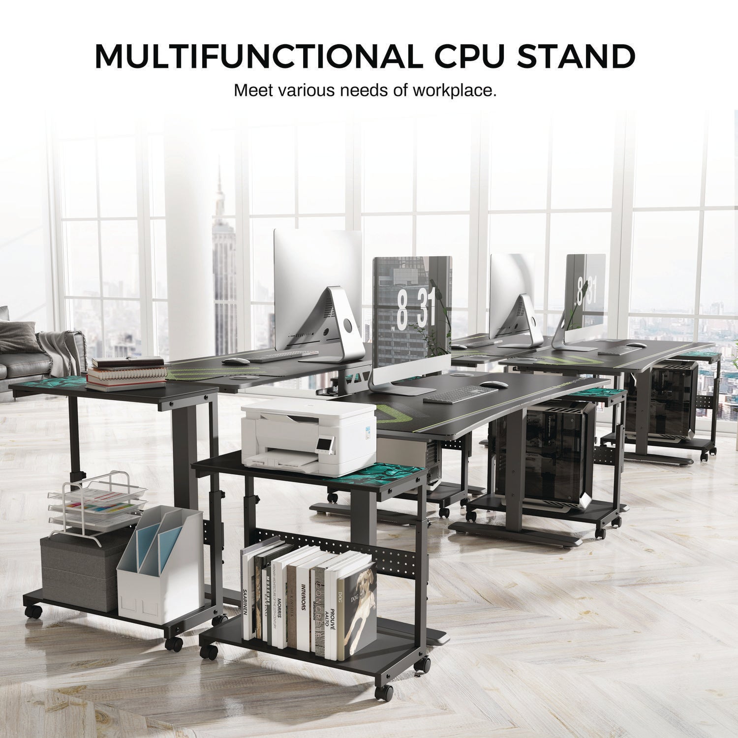 CPU Holder, Supports 88.2 lbs, 25.19 x 11.81 x 22.56 to 28.56, Black