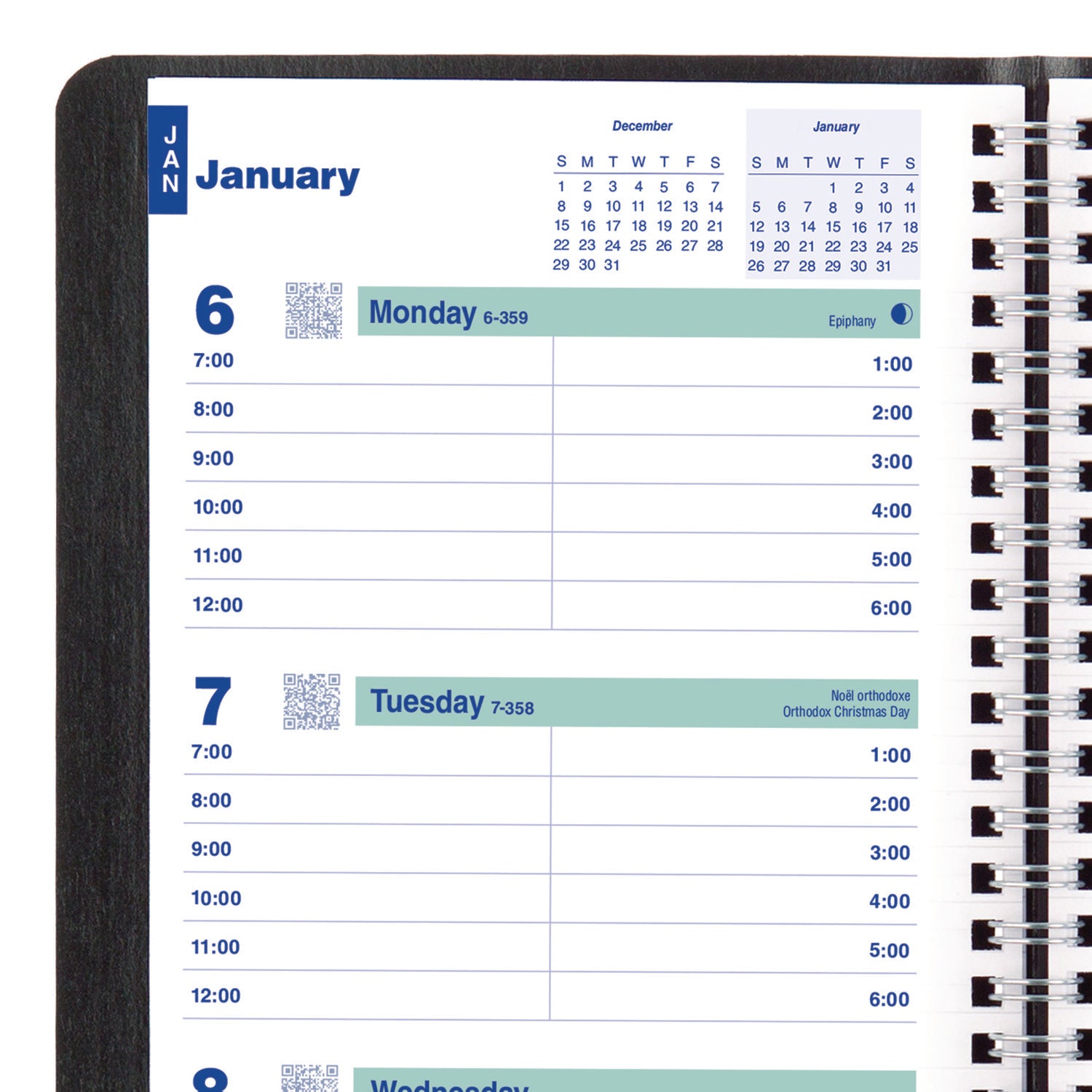 Plan and Link Weekly Planner, 8" x 5", Black Cover, 12-Month (Jan to Dec): 2025