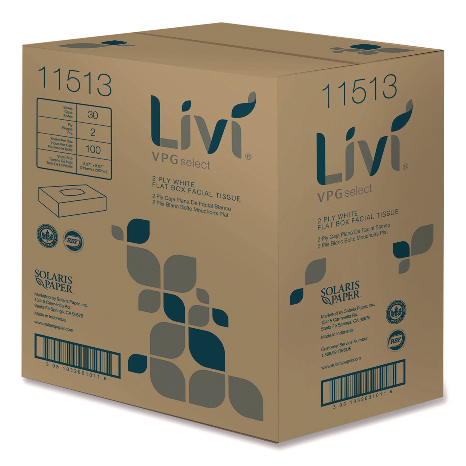 2 Ply - 8.37" Width x 8.07" Length - White - Virgin Fiber - 100/Box - 30 / Carton