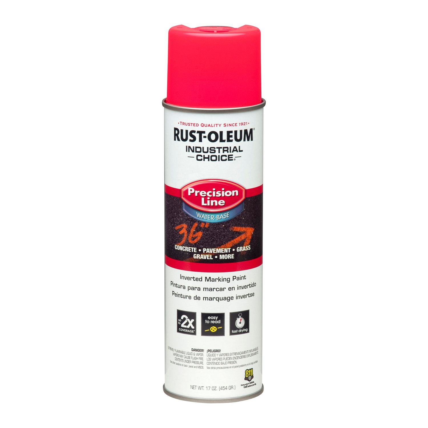 Industrial Choice M1800 System Water-Based Precision Line Marking Paint, Flat Fluorescent Pink, 17 oz Aerosol Can, 12/Carton