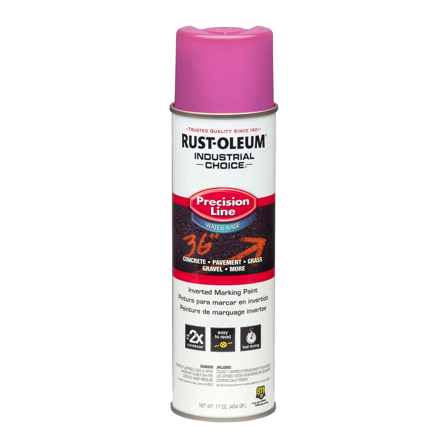 Industrial Choice M1800 System Water-Based Precision Line Marking Paint, Flat Safety Purple, 17 oz Aerosol Can, 12/Carton