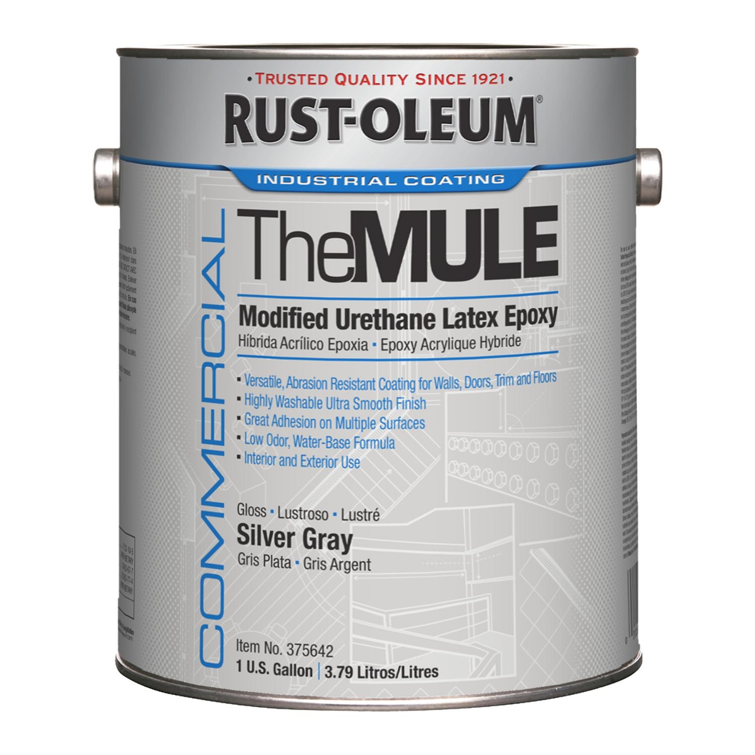 Rust-Oleum Modified Urethane Latex Epoxy (MULE) - Silver, Gray - Urethane, Latex, Epoxy - 2 / Carton