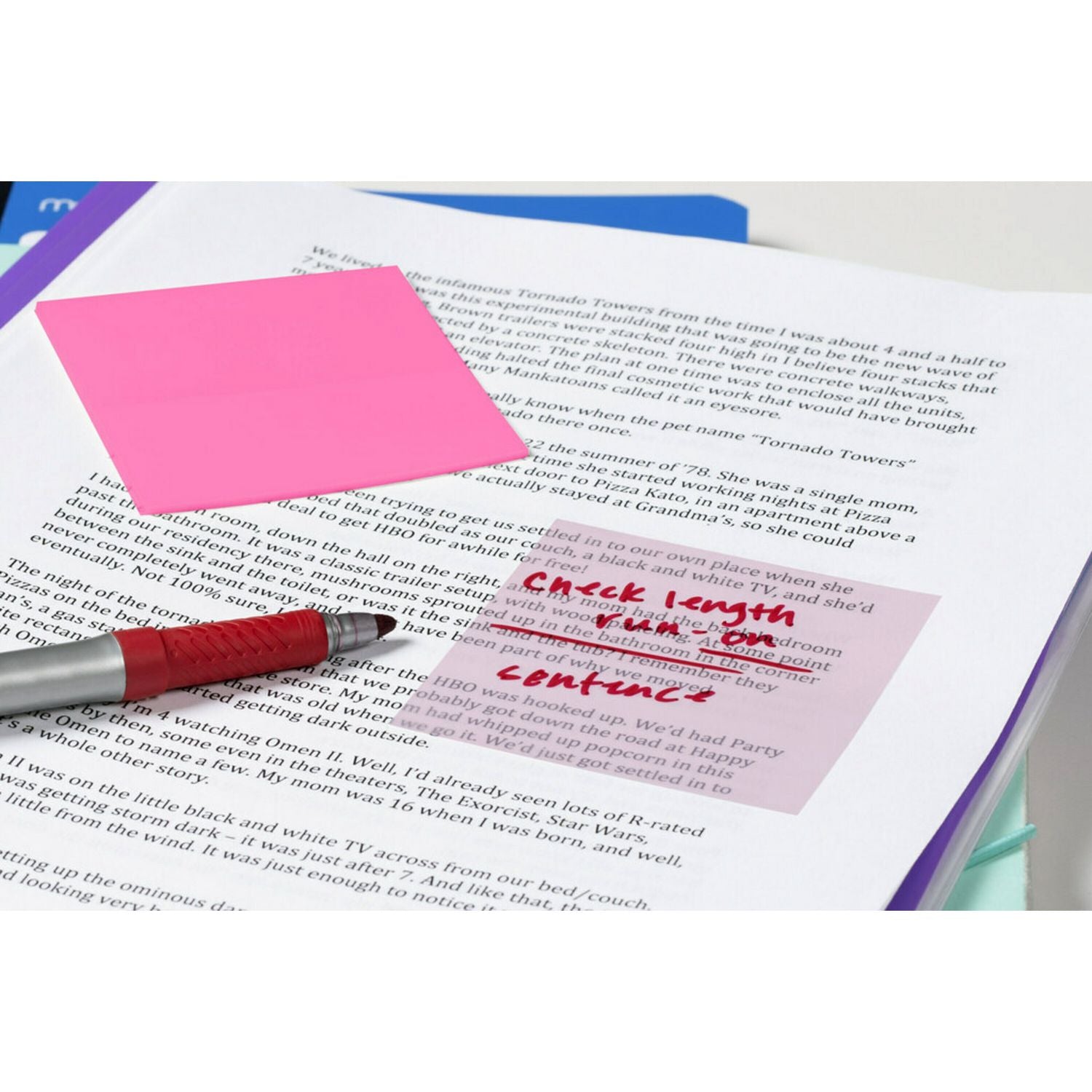 2 4/5" Flag/Note Width x 2 4/5" Flag/Note Length - Square - 36 Sheets per Pad - Pink, Green, Orange - Sticky, Repositionable, Adhesive, Removable - 1 Pack