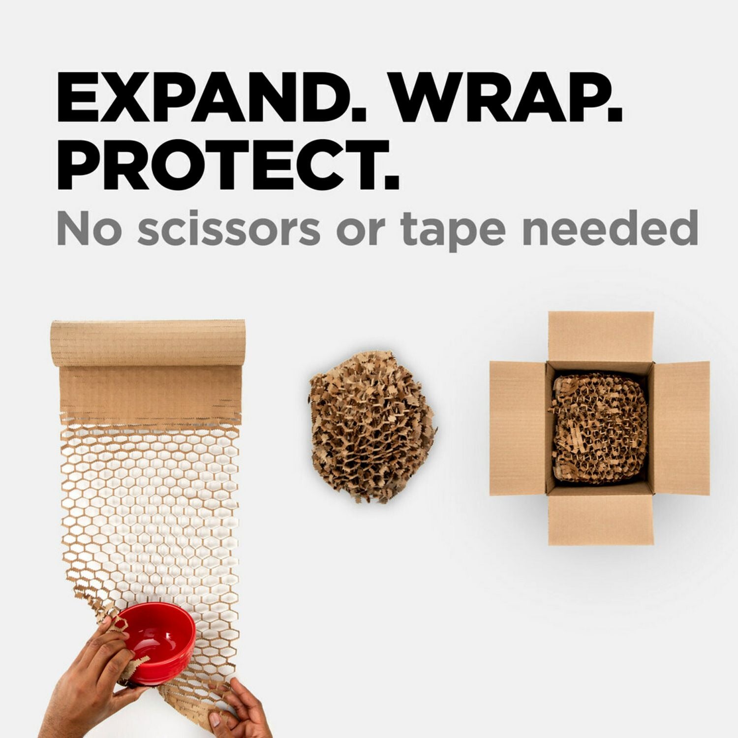 Scotch Cushion Lock Protective Wrap - 12" Width x 175 ft Length - Cushioned, Recyclable, Easy to Use - Kraft Paper - Brown - 1 Roll