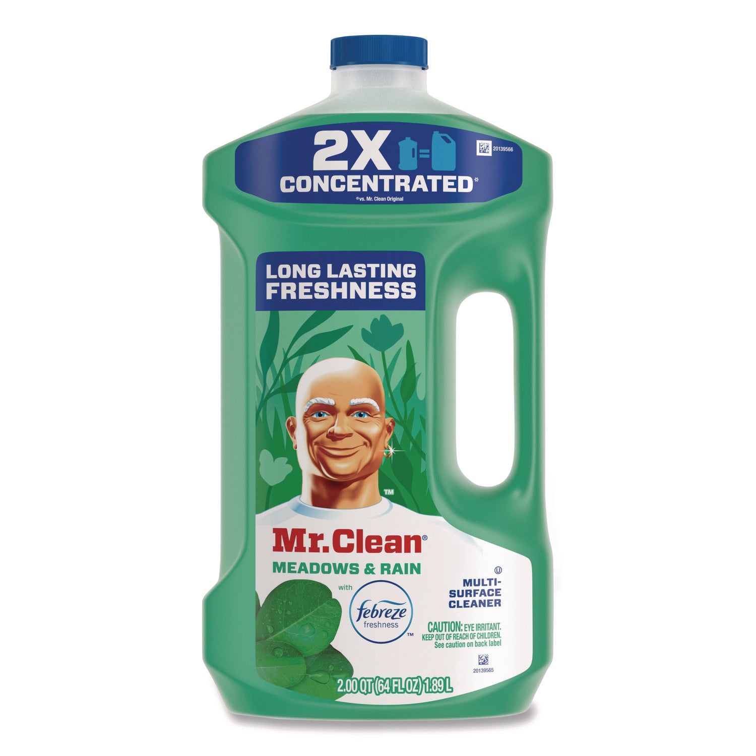 Mr. Clean Multi-Surface Cleaner, Concentrate, Liquid, Meadows & Rain Scent, Phosphate-Free, Green, 64 fl oz (2 quart), 1 Bottle