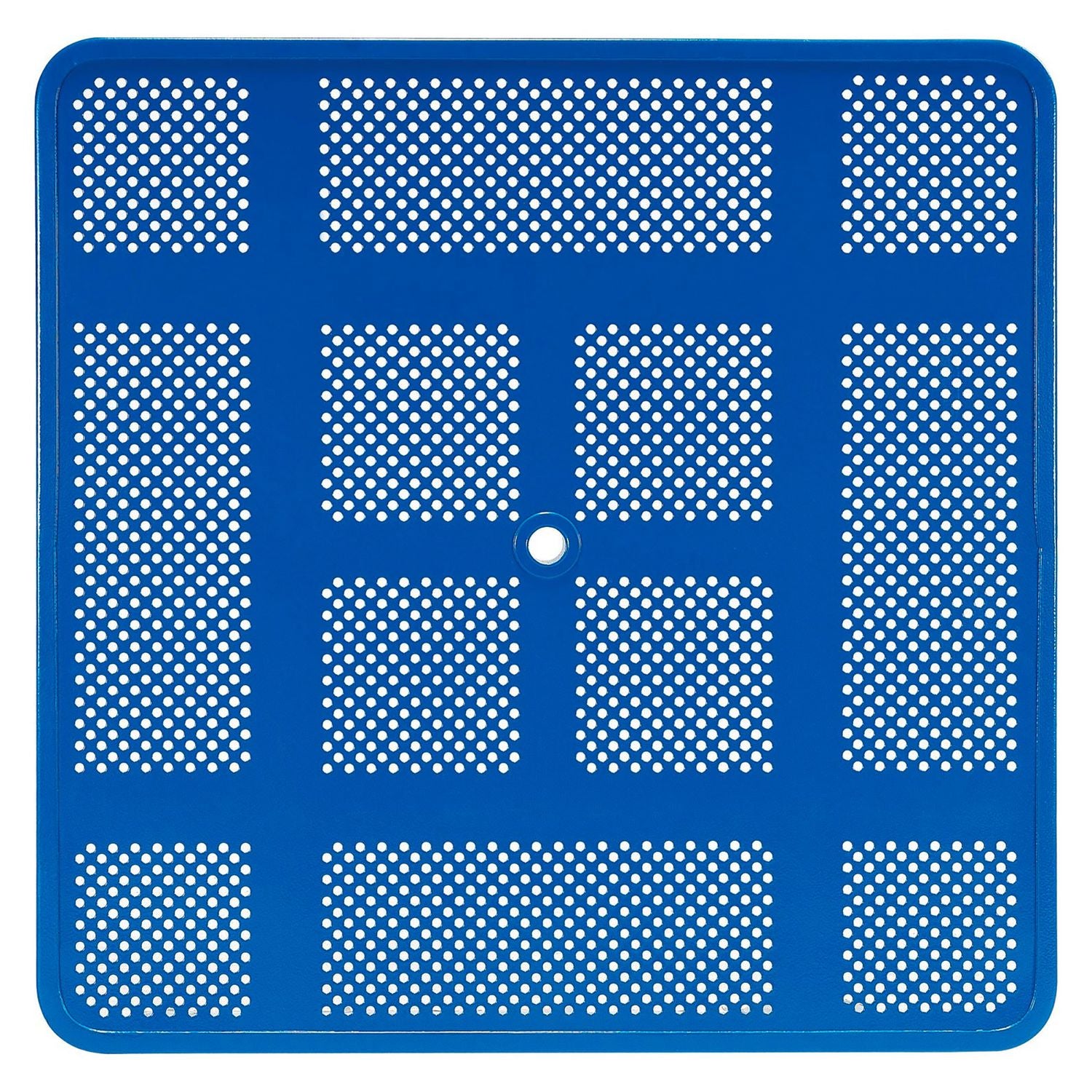 Perforated Steel Picnic Table, Square, 81 x 81 x 29.5, Blue Top, Blue Base/Legs