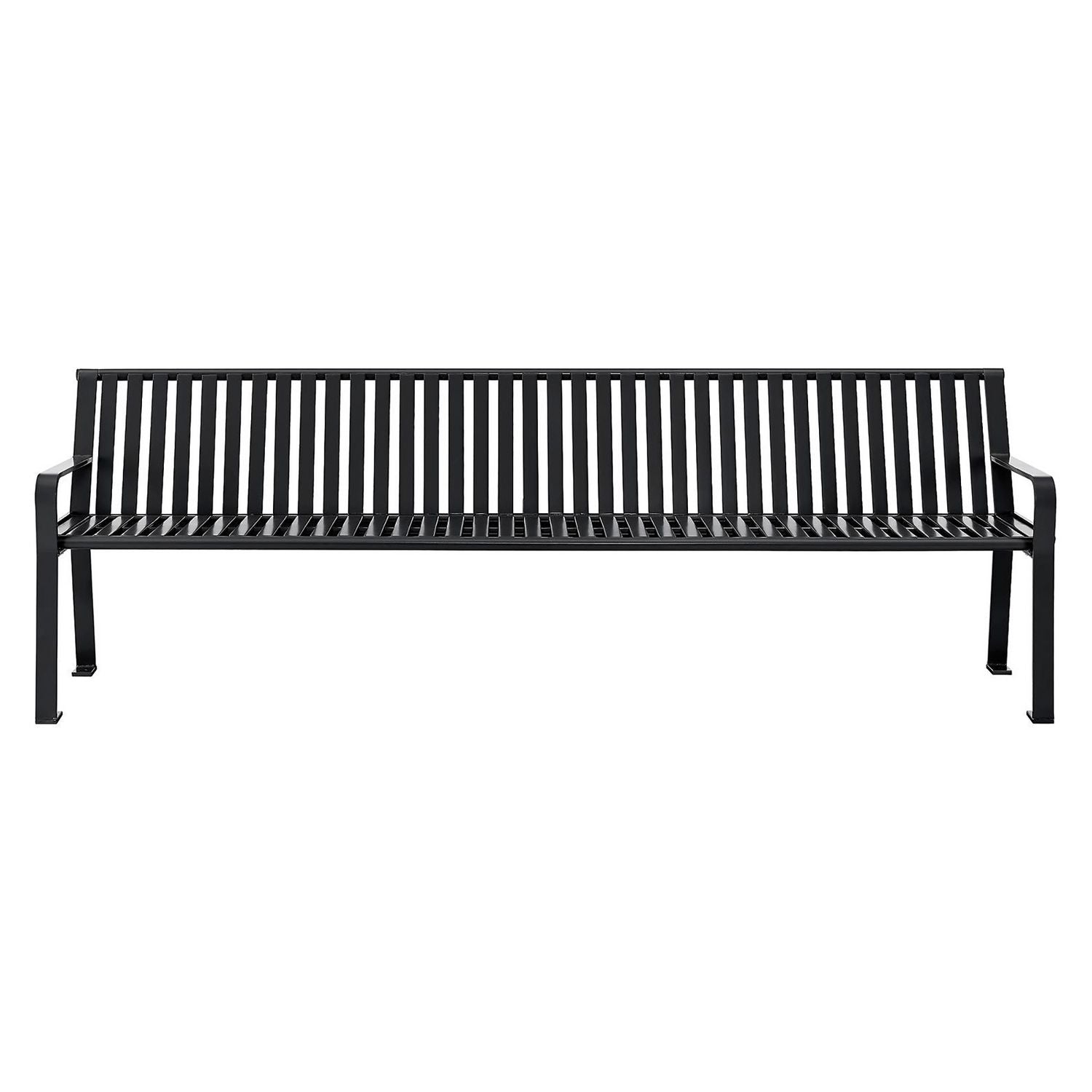 Steel Slat Benches with Back, 96" x 26" x 31", Black Seat/Back, Black Base