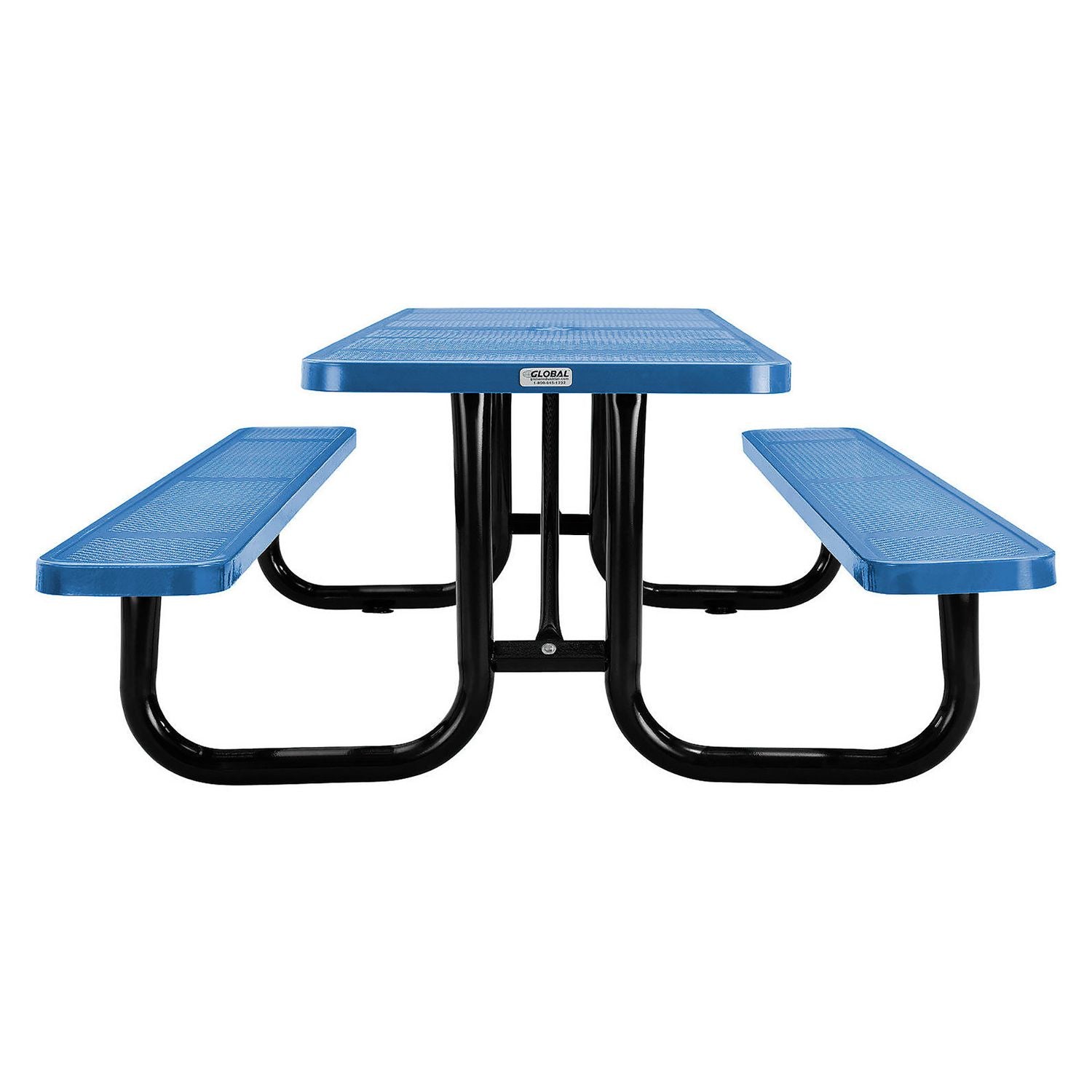 Perforated Steel Picnic Table, Rectangular, 72 x 62 x 29.5, Blue Top, Blue Base/Legs