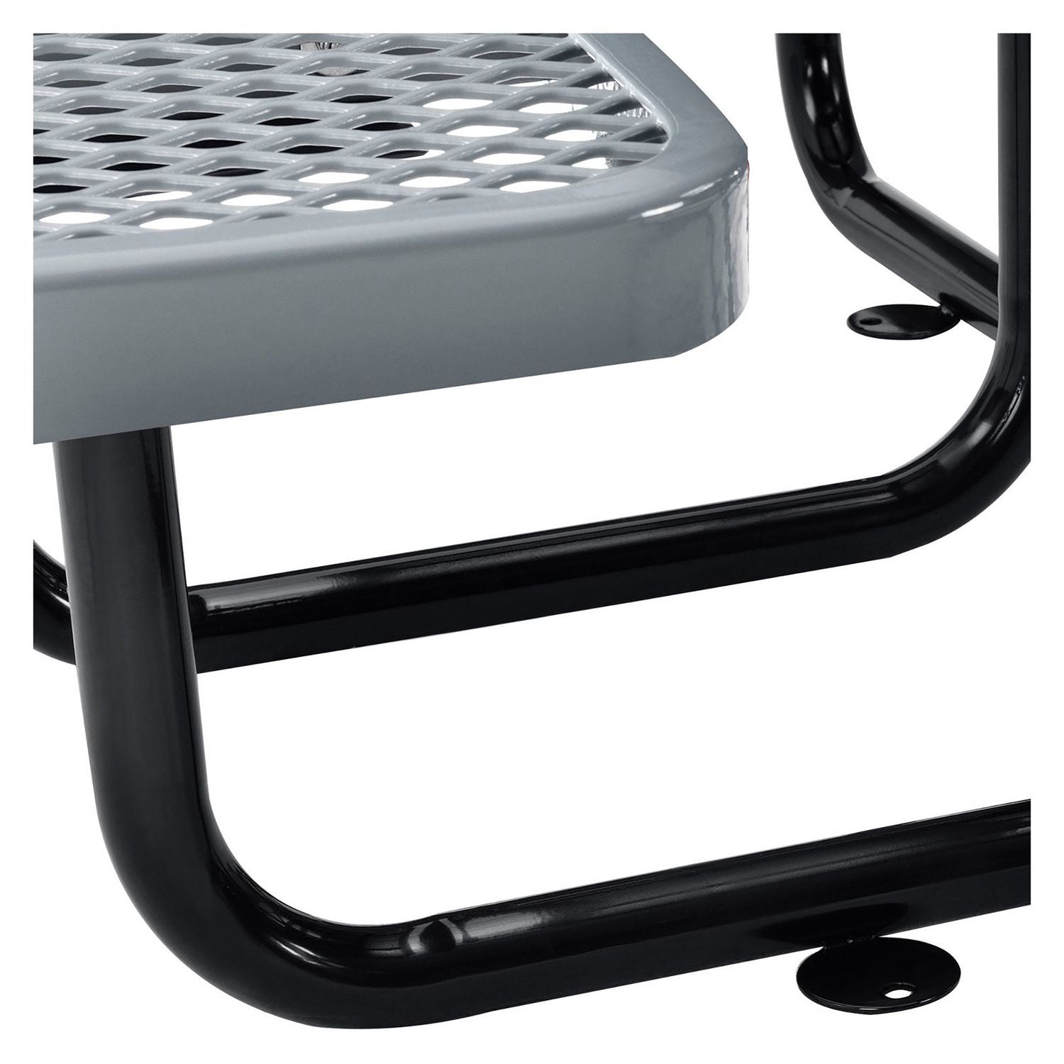 Expanded Steel Picnic Table, Round, 46" Dia x 29.5"h, Gray Top, Gray Base/Legs