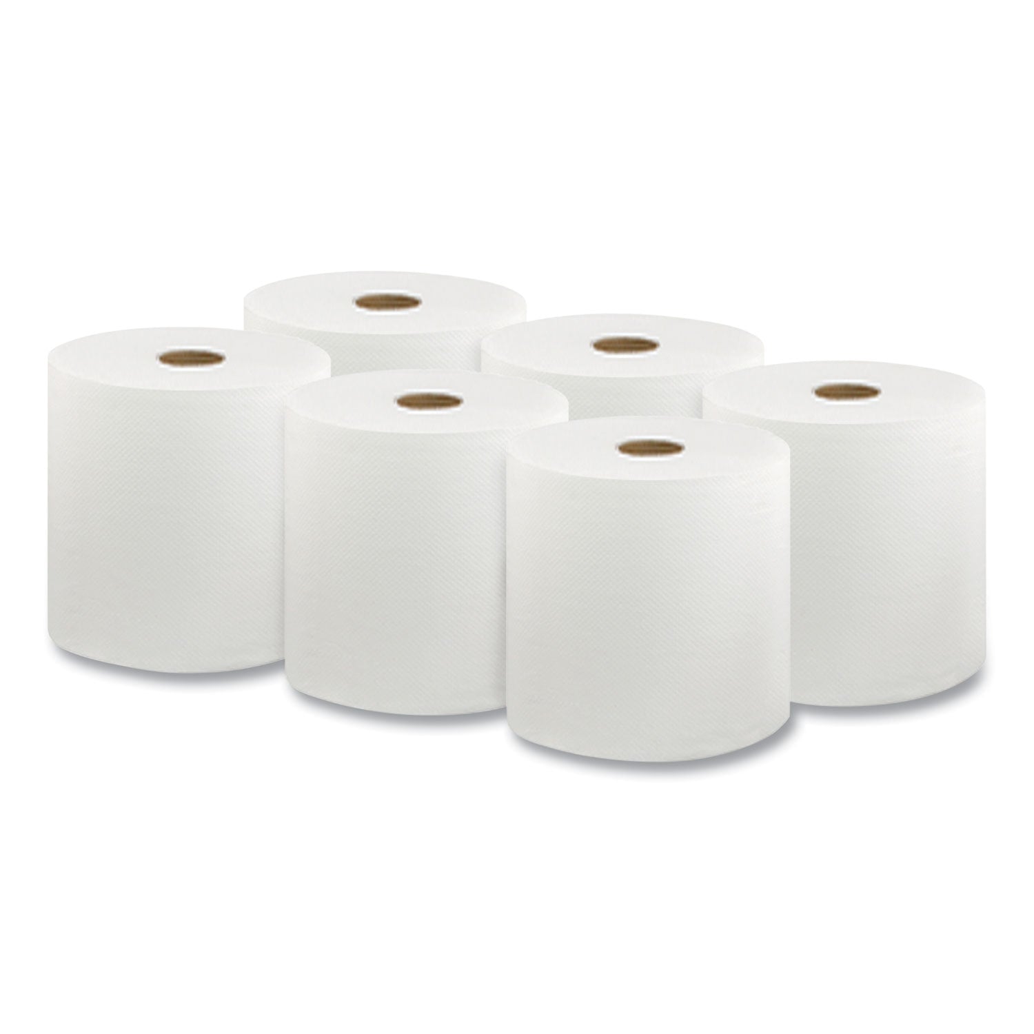 1 Ply - 8" Width x 1000 ft Length - 1 45/64" Core - Embossed - White - Fiber - 6 / Carton