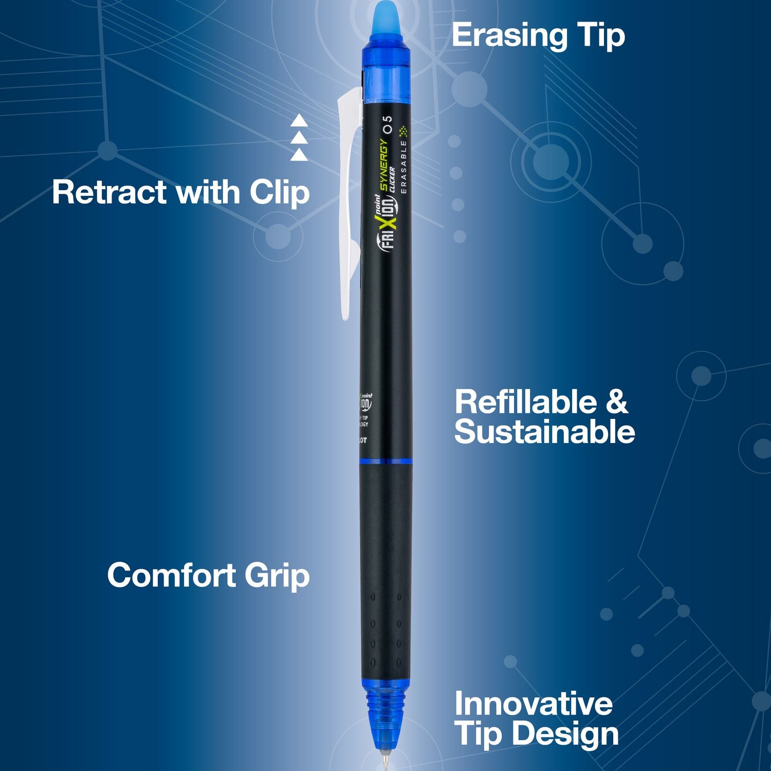 FriXion Erasable Gel Pens, 0.5 mm Extra Fine, Retractable, Assorted Ink, 5 Pack