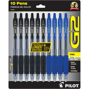Pilot Premium Gel Ink Retractable Pen, 0.7 mm Fine Point, Refillable, Assorted Ink, 10 Pack