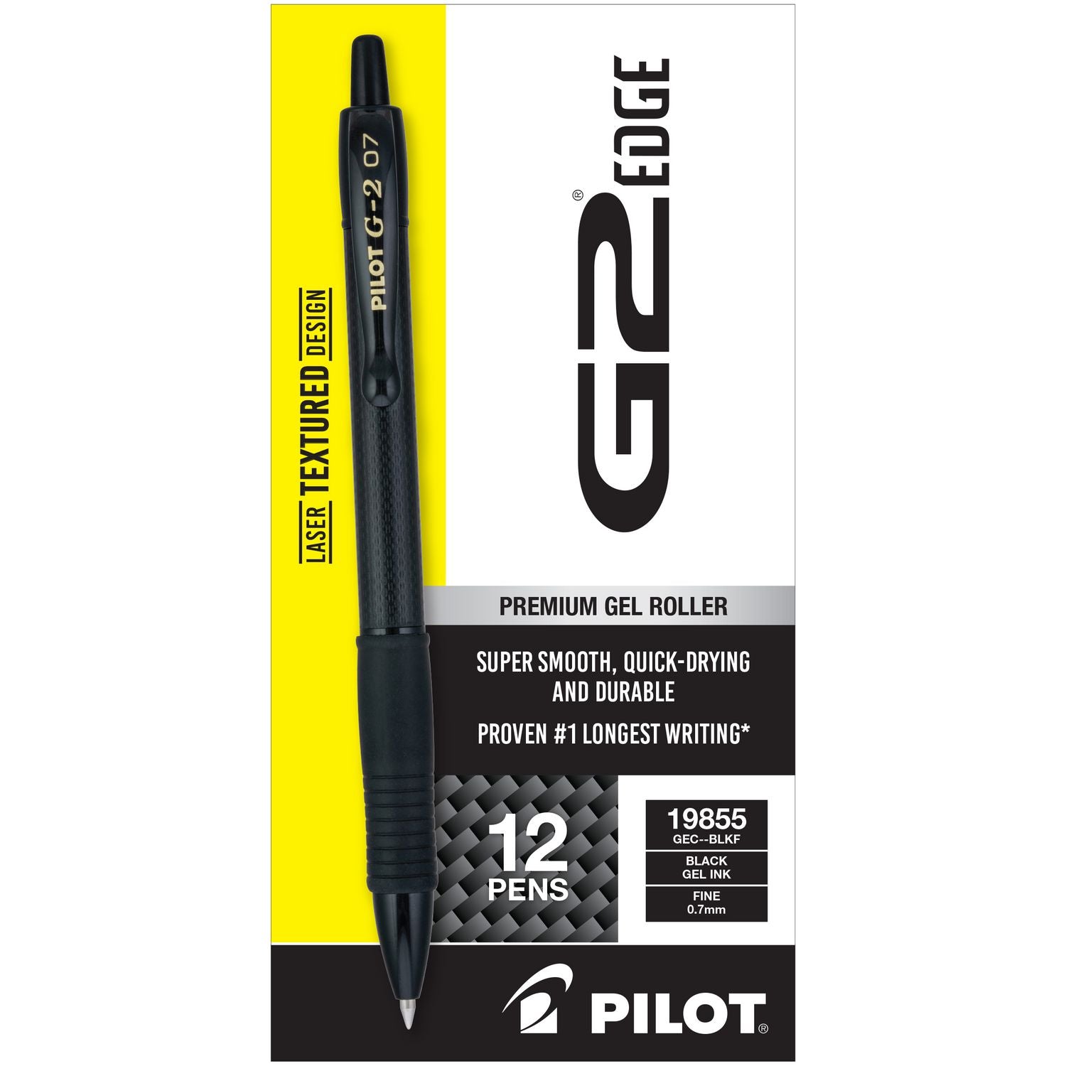 Pilot Gel Pens - 0.7 mm Fine Pen Point - Refillable - Black Ink - Gel-based - Tungsten Carbide Tip - 1 Dozen