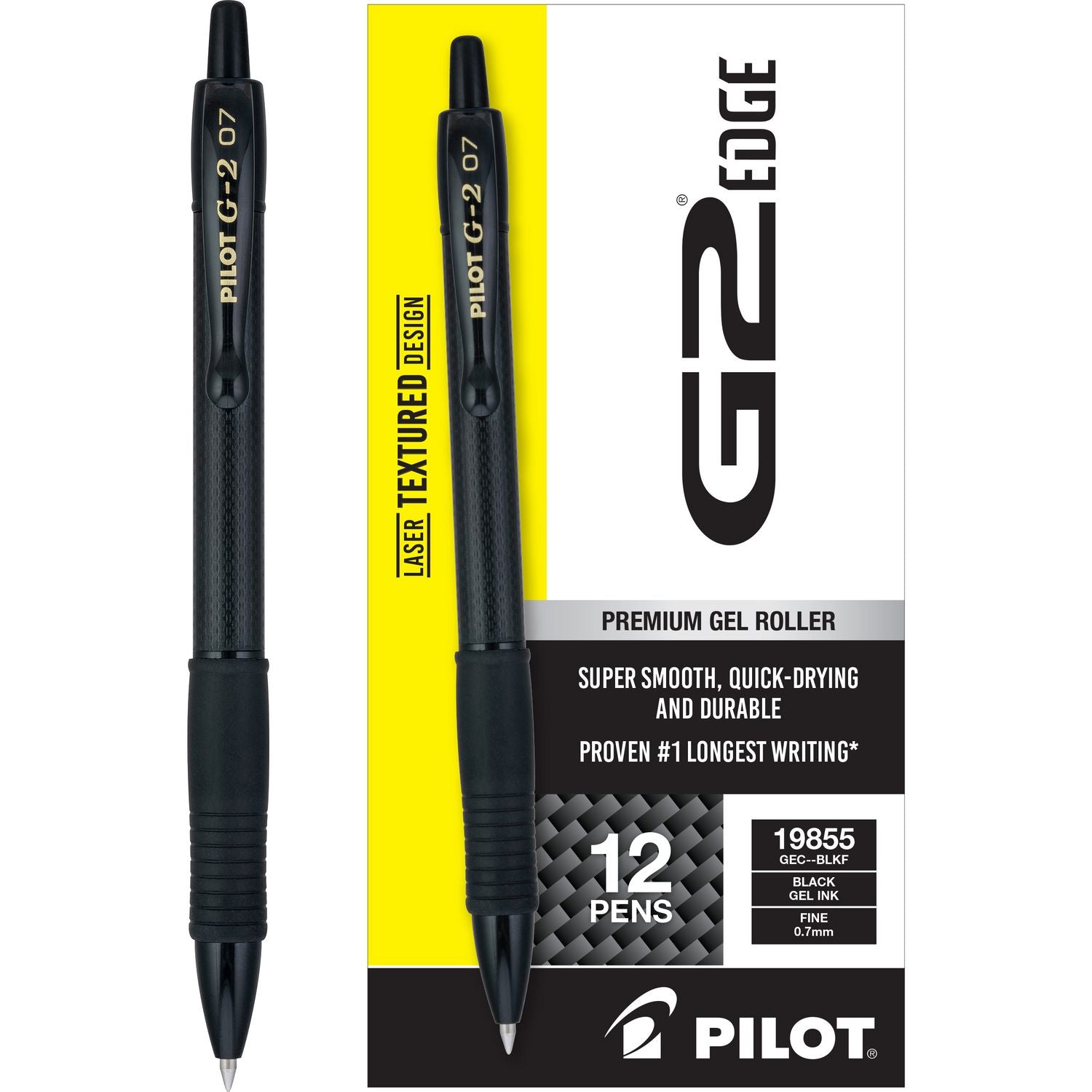Pilot Gel Pens - 0.7 mm Fine Pen Point - Refillable - Black Ink - Gel-based - Tungsten Carbide Tip - 1 Dozen