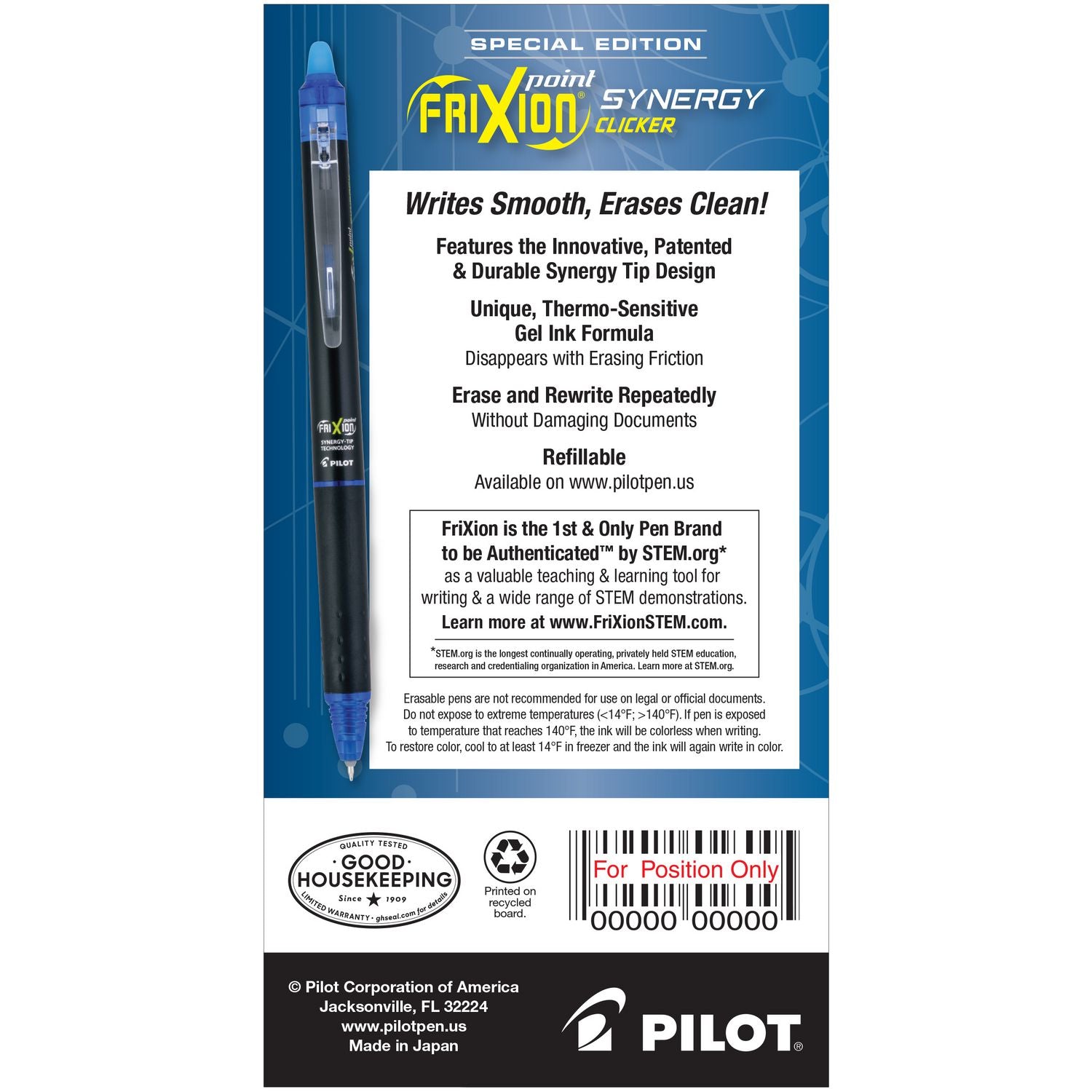 FriXion Erasable Gel Pens, 0.5 mm Extra Fine, Retractable, Blue Ink, 1 Dozen