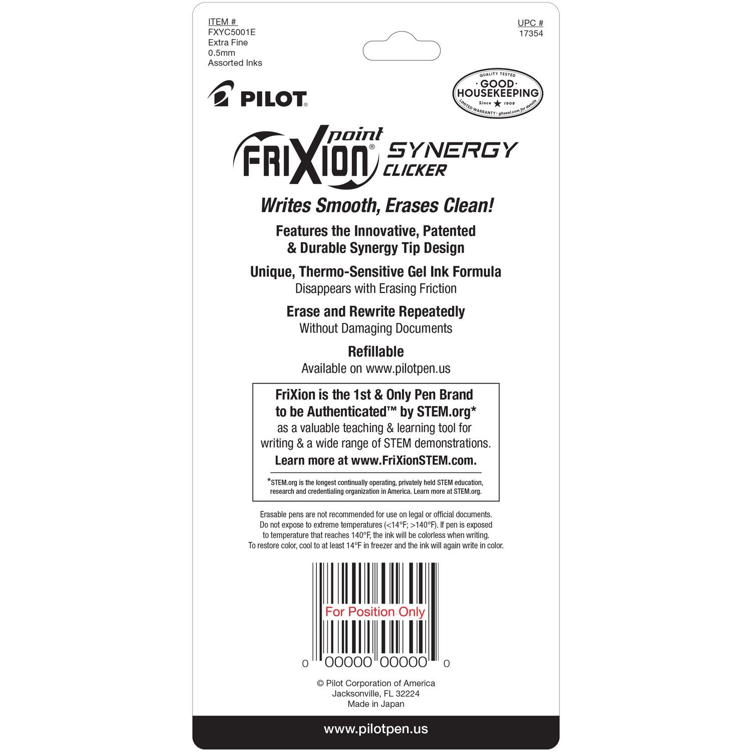 FriXion Erasable Gel Pens, 0.5 mm Extra Fine, Retractable, Assorted Ink, 5 Pack