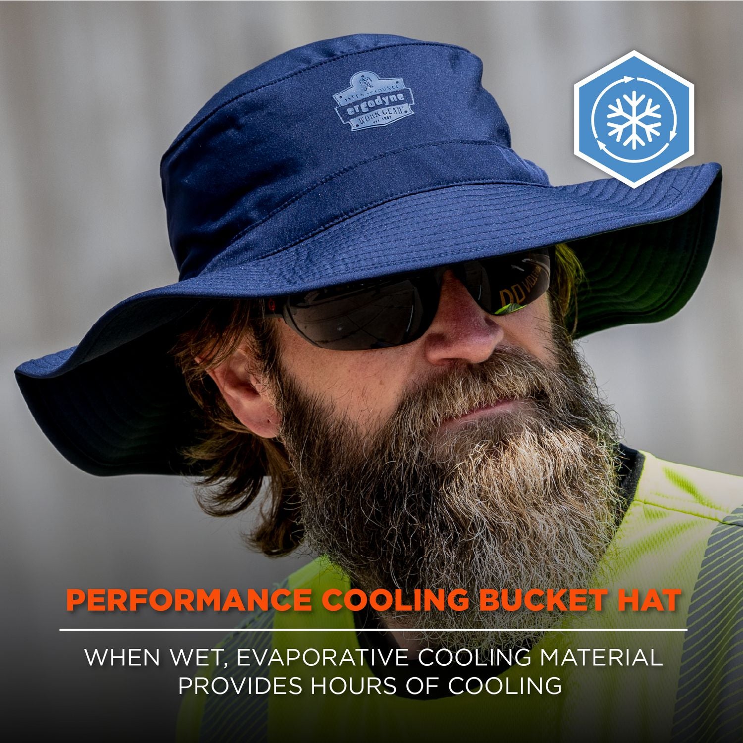 Ergodyne 8939 Cooling Bucket Hat, Polyester/Spandex, Navy, One Size Fits Most, 1 Each