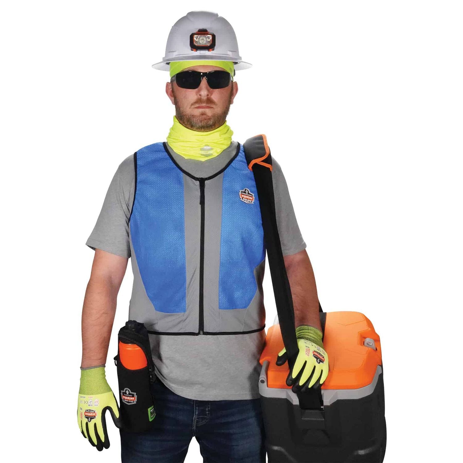 Ergodyne Chill-Its 6667 Wet Cooling Vest, 3X-Large, Blue, Zipper Closure, Nylon/Polyester/Spandex/PVA, Machine Washable, Breathable, Lightweight, Moisture Resistant, 1 Each