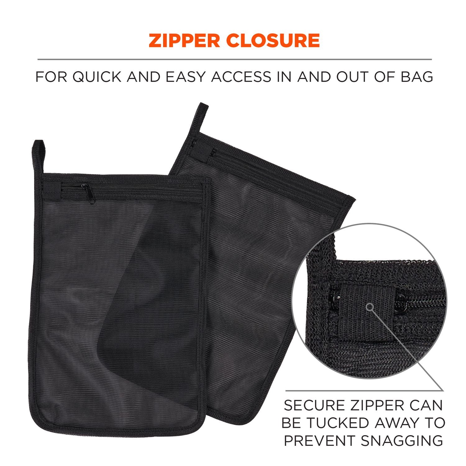Arsenal 5718 Zippered Mesh Wash Bag, 8 x 10, Polyester, Black, 10/Pack