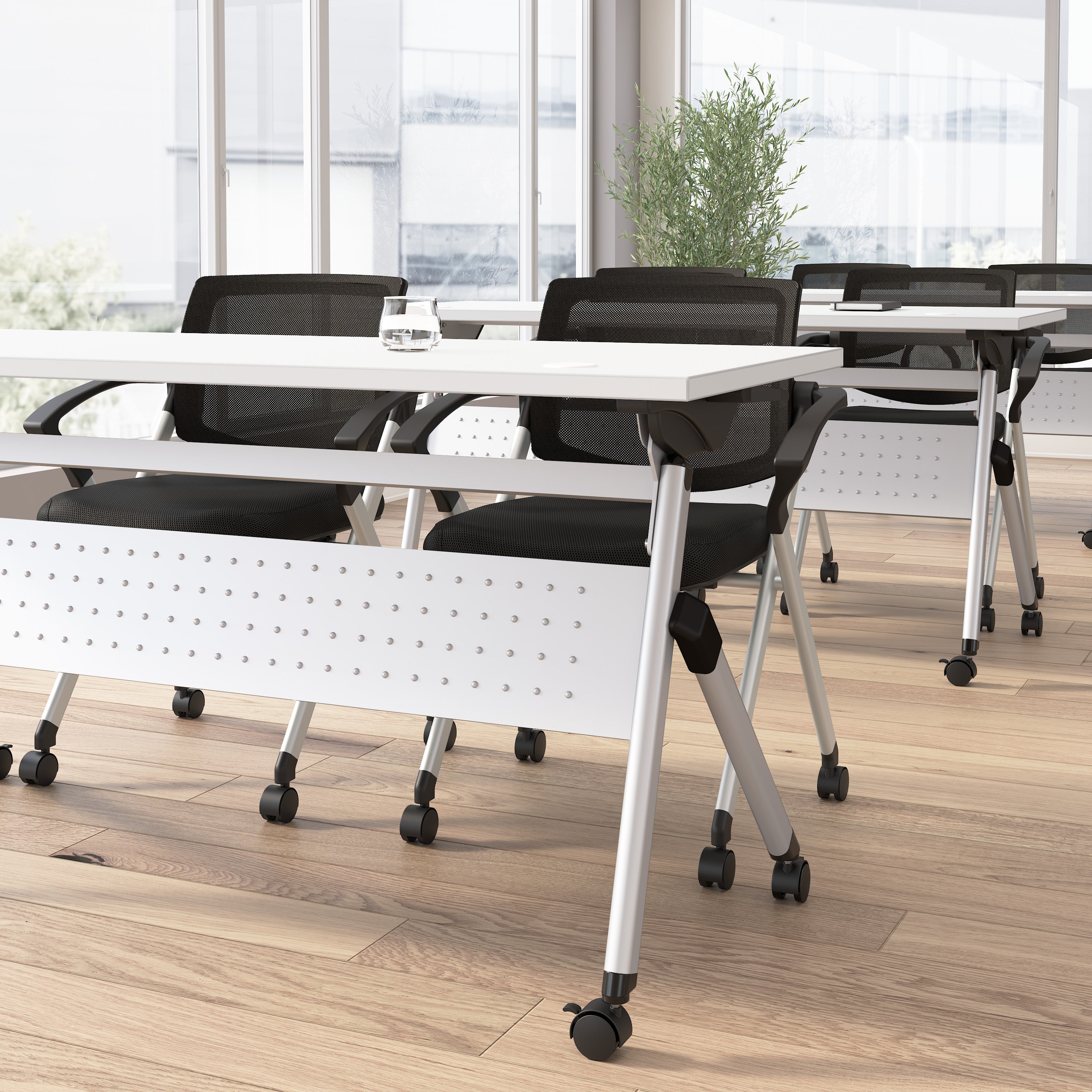 Bush Business Furniture Envision 60W Folding Training Table in White - 59.45" Width x 23.54" Depth x 29.62" Height