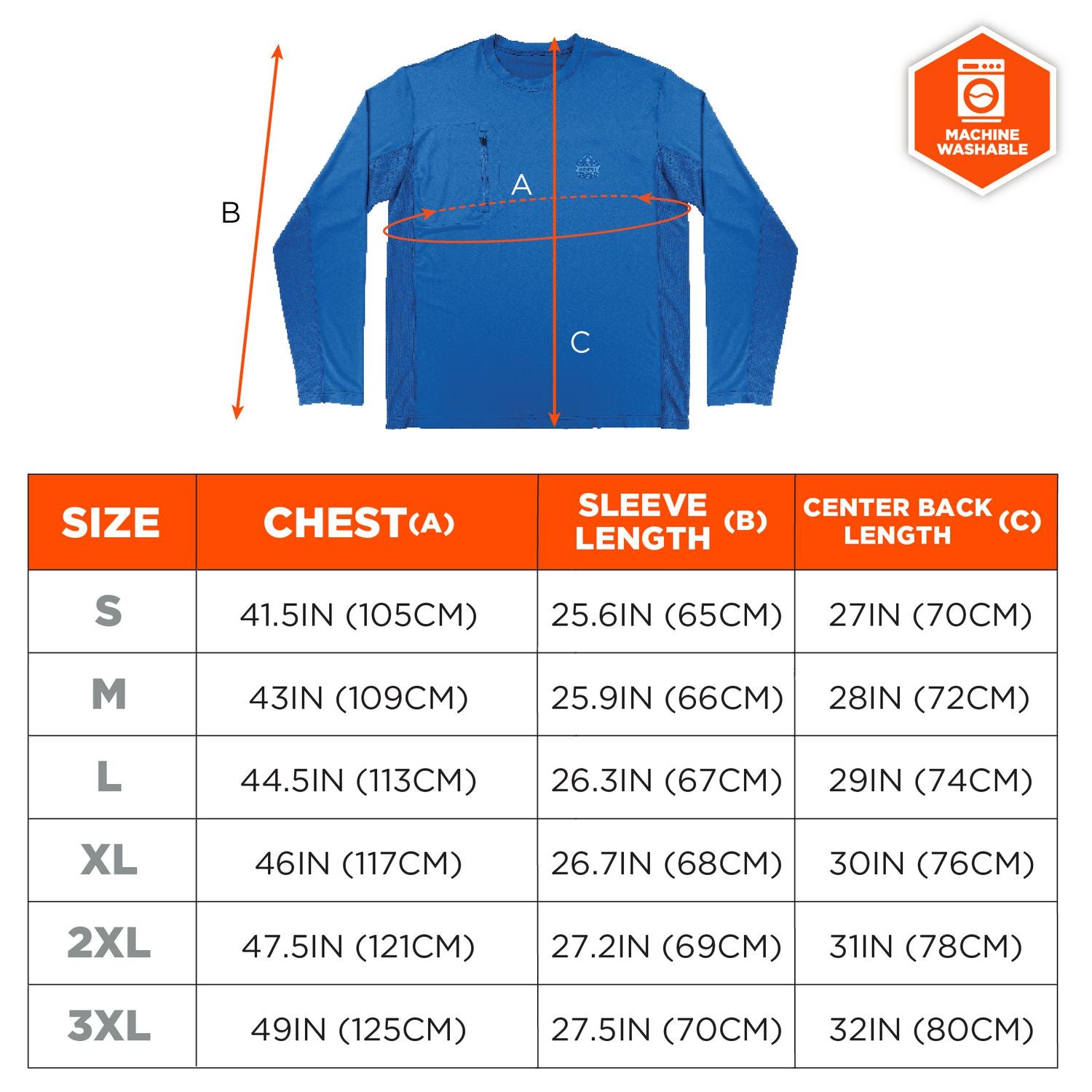 Ergodyne 6689 Cooling Long-Sleeve Shirts - 2XL Size - Fabric, MicroFiber, Polyester, Spandex - Blue