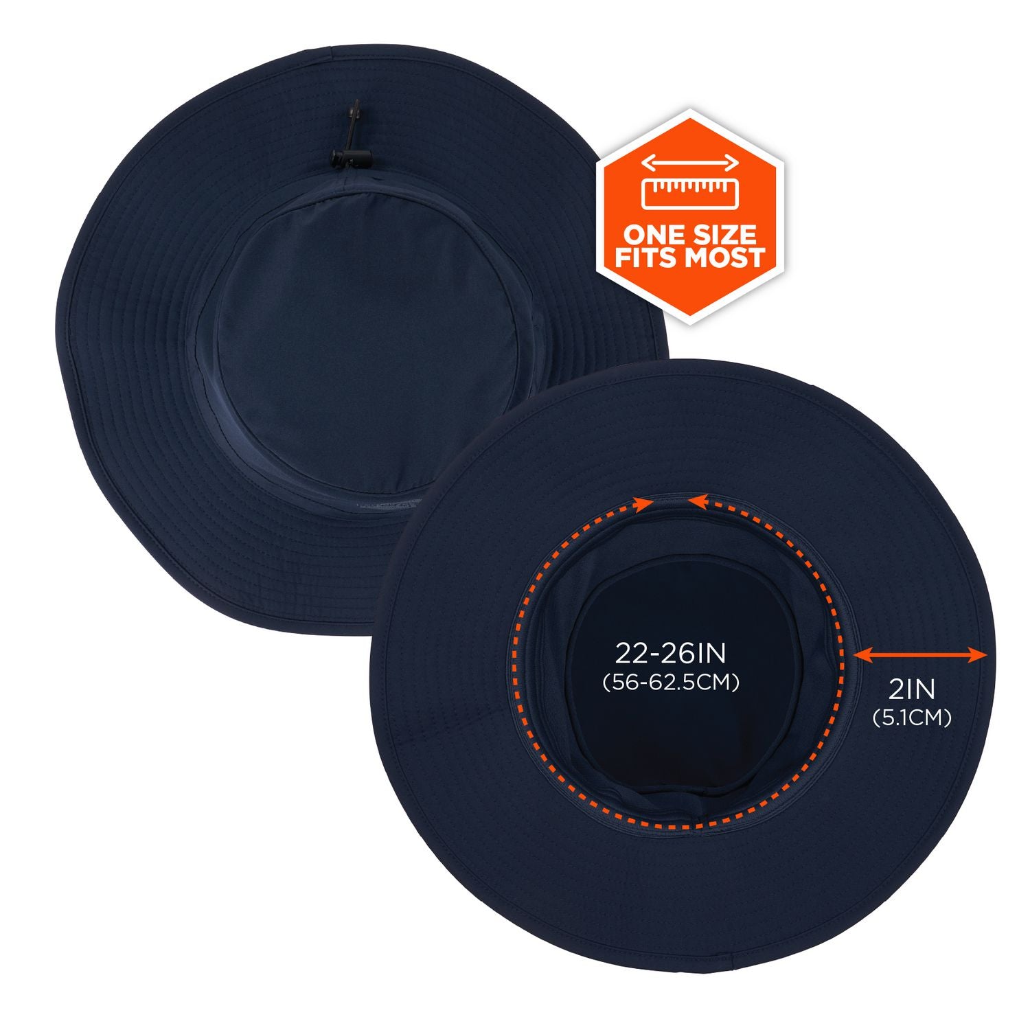 Ergodyne 8939 Cooling Bucket Hat, Polyester/Spandex, Navy, One Size Fits Most, 1 Each