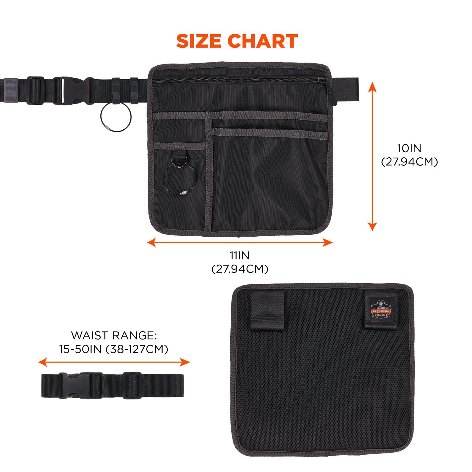 Water Resistant Exterior, Water Resistant, Abrasion Resistant Exterior, Abrasion Resistant, Water Proof - Mesh, Polyester, Nylon Body - Waistband, Belt Clip, Ring - 10" Height x 11" Width - 1 Each
