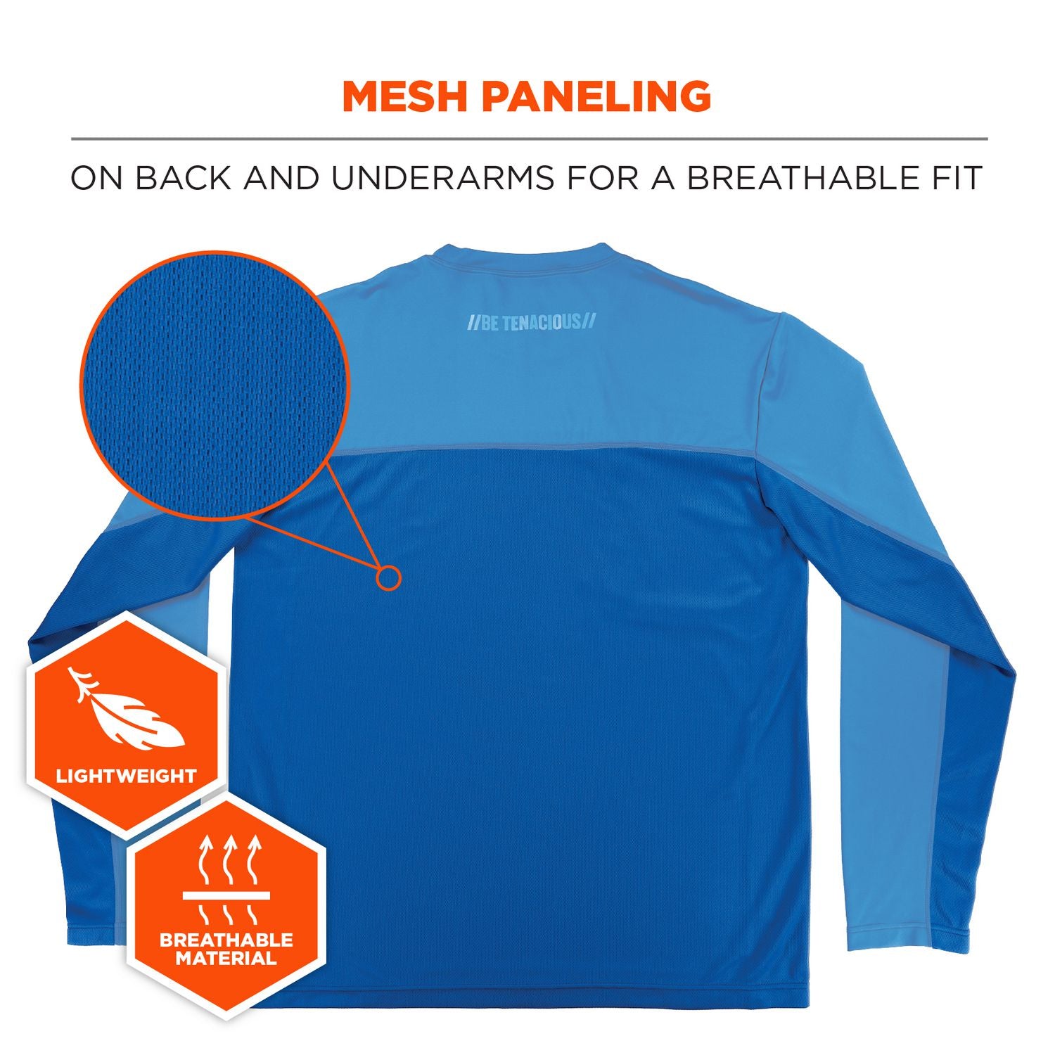 Ergodyne 6689 Cooling Long-Sleeve Shirts - Extra Large (XL) Size - Fabric, MicroFiber, Polyester, Spandex - Blue