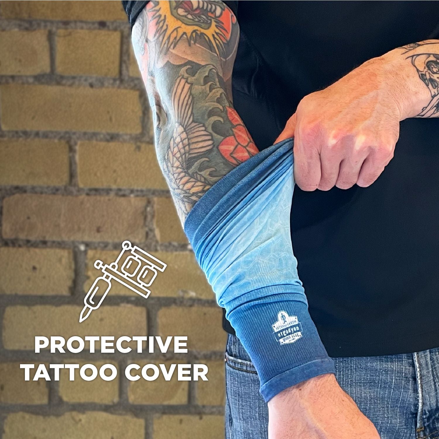 Ergodyne 6695 Sun Protection Arm Sleeves, Blue, UV Protection, Moisture Wicking, Stretchable, Machine Washable, 2 Pair Pack, Size M/L