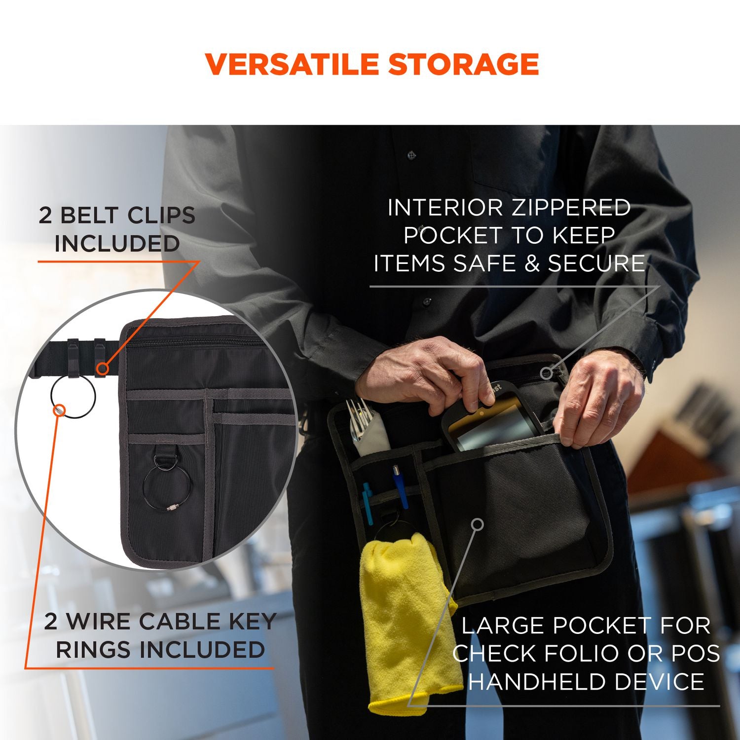 Water Resistant Exterior, Water Resistant, Abrasion Resistant Exterior, Abrasion Resistant, Water Proof - Mesh, Polyester, Nylon Body - Waistband, Belt Clip, Ring - 10" Height x 11" Width - 1 Each