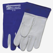 Welding Gloves, Large, Unlined Lining, Blue/White