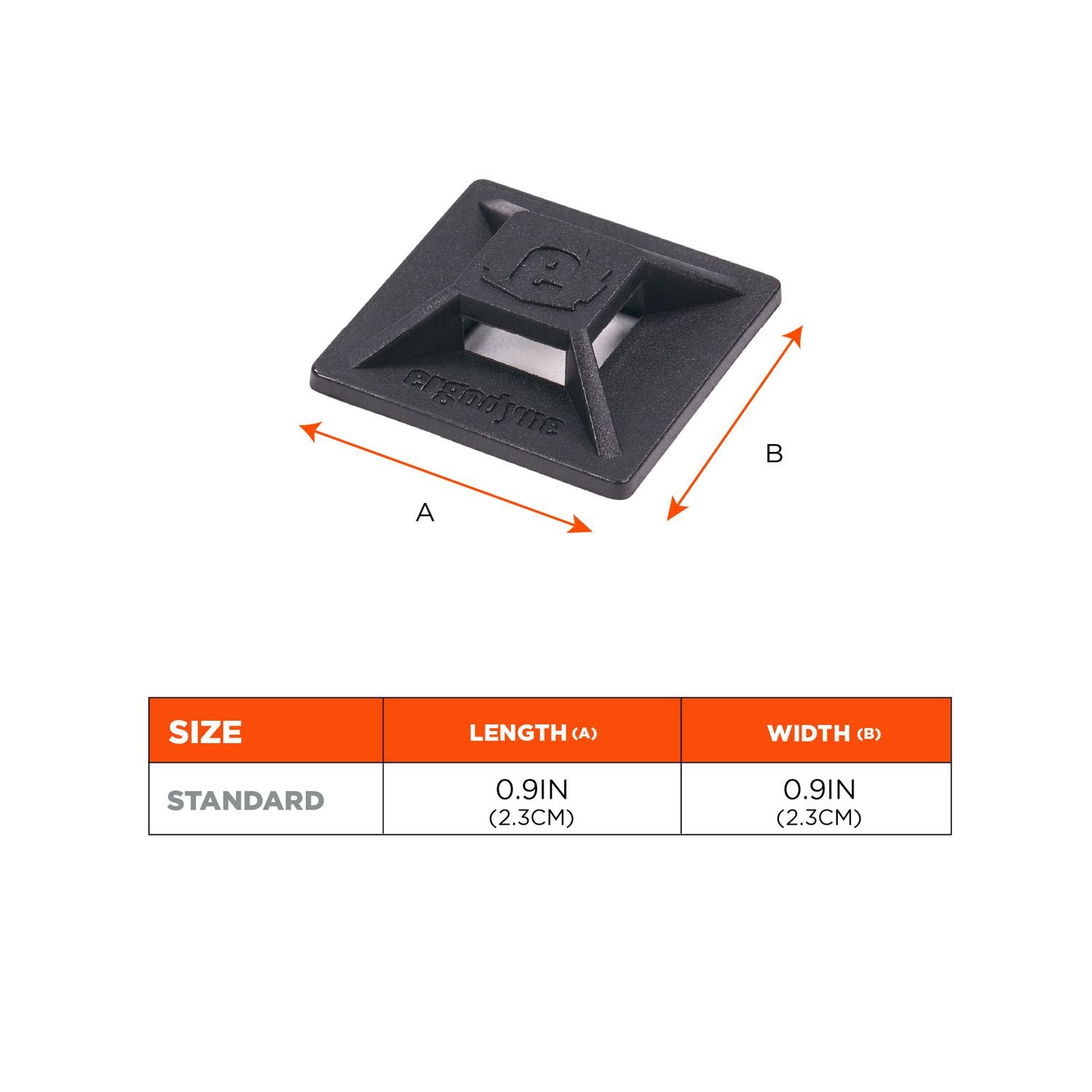Squids 3701 Mini Adhesive Mount Replacements, 2 lb Max Safe Working Capacity, 0.9" Long, Black,10/Pack