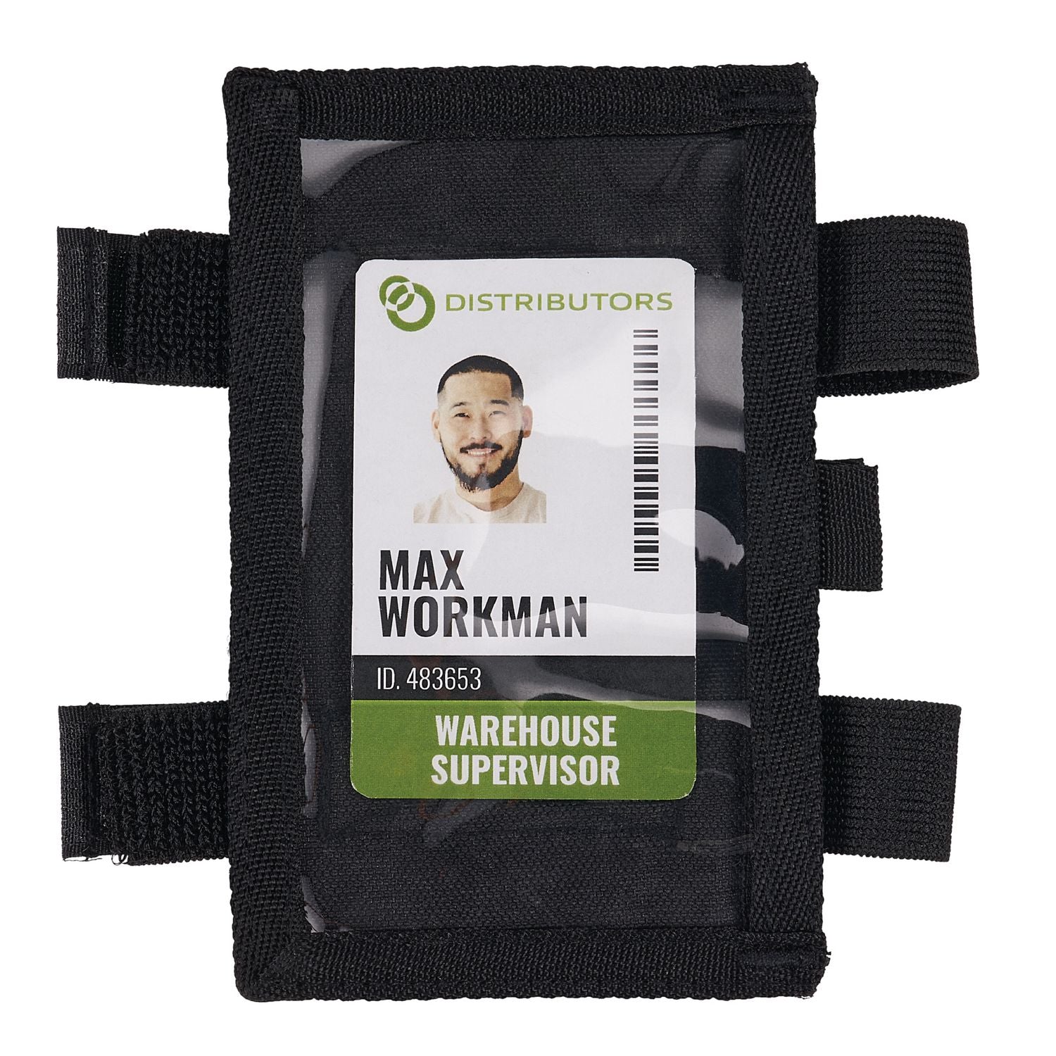 Squids 3390 Dual Band Arm ID/Badge Holder with Hook-and-Loop Closure, Vertical, Black, 3.75 x 5.75, 2.75 x 4.75 Insert